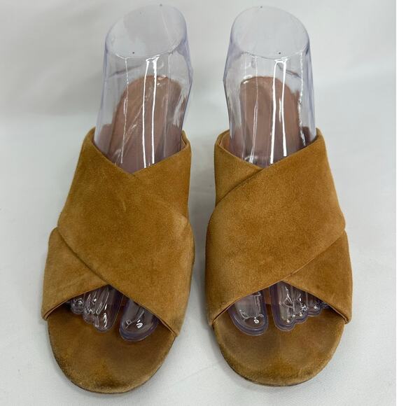 Sigerson Morrison Rhoda Heel in Chestnut Brown Suede Mules Sandals size 9.5 - Picture 5 of 8